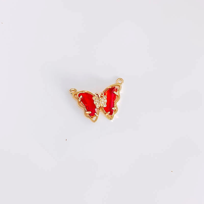 Rhinestone Glass Butterfly Earrings DIY Material 4pcs