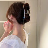 Rhinestone Hair Claws Tassel Crystal Hairpins Women Geometric Barrette