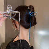 Rhinestone Hair Claws Tassel Crystal Hairpins Women Geometric Barrette