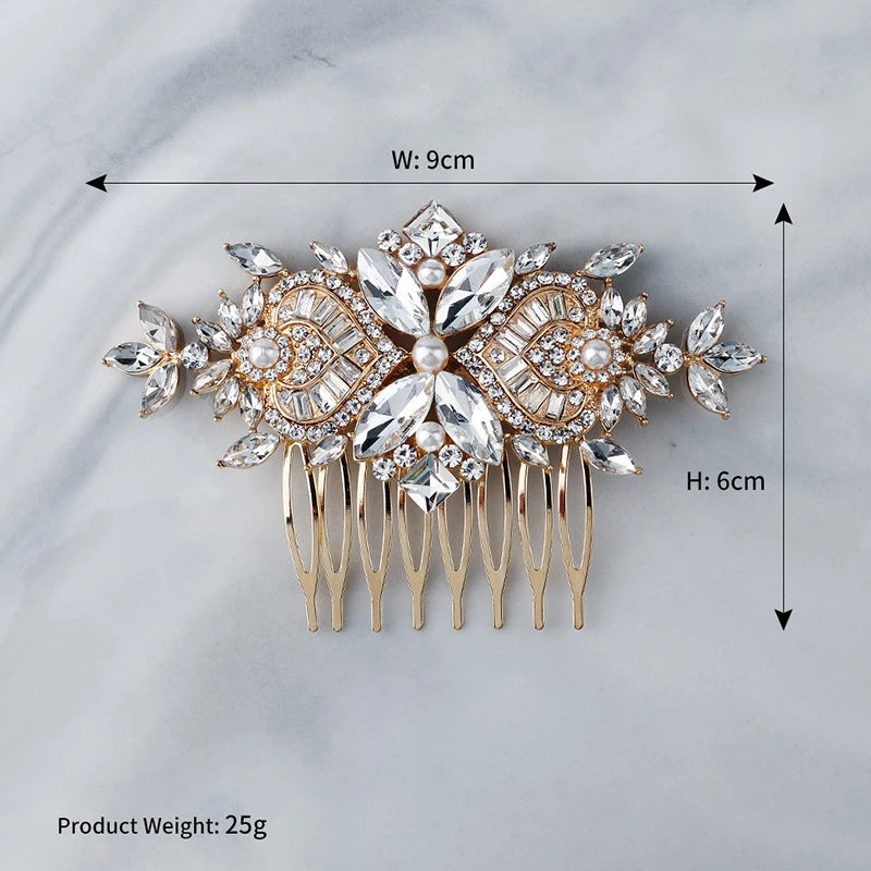 Rhinestone Hair Comb 8-tooth Hair Side Comb for Bride
