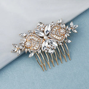 Rhinestone Hair Comb 8-tooth Side Comb Alloy Hair Accessories for Women
