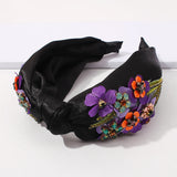 Rhinestone Flower Hairband Cross Knotted Headband Bride Hair Accessories