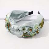 Rhinestone Flower Hairband Cross Knotted Headband Bride Hair Accessories