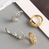 Geometric Hoop Earrings 925 Silver Heart Rhinestone Statement Wedding Jewelry