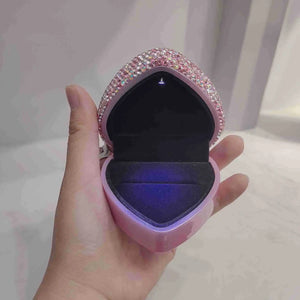 Heart Shaped Jewelry Box with LED Light for Rings