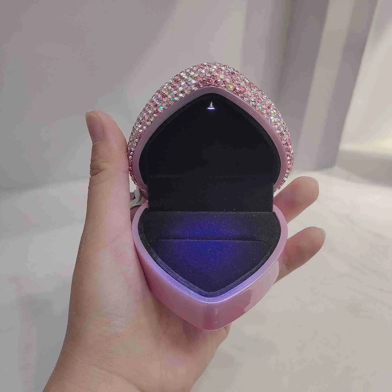 Heart Shaped Jewelry Box with LED Light for Rings