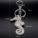 Rhinestone Hippocampus Key Chain Sea Horse Key Ring School Bag Accessories
