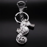 Rhinestone Hippocampus Key Chain Sea Horse Key Ring School Bag Accessories