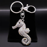Rhinestone Hippocampus Key Chain Sea Horse Key Ring School Bag Accessories