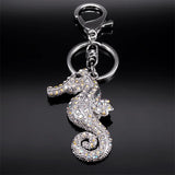 Rhinestone Hippocampus Key Chain Sea Horse Key Ring School Bag Accessories