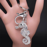 Rhinestone Hippocampus Key Chain Sea Horse Key Ring School Bag Accessories