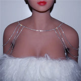 Rhinestone Bridal Shoulder Chain Necklace Wedding Statement Jewelry