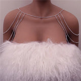 Rhinestone Bridal Shoulder Chain Necklace Wedding Statement Jewelry