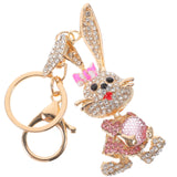 Rhinestone Rabbit Key Chain Backpack Keychain Purse Ornament