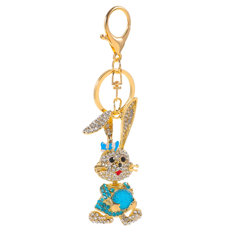 Rhinestone Rabbit Key Chain Backpack Keychain Purse Ornament