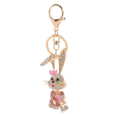 Rhinestone Rabbit Key Chain Backpack Keychain Purse Ornament