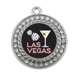 Las Vegas Circle Charm Rhinestone Pendant