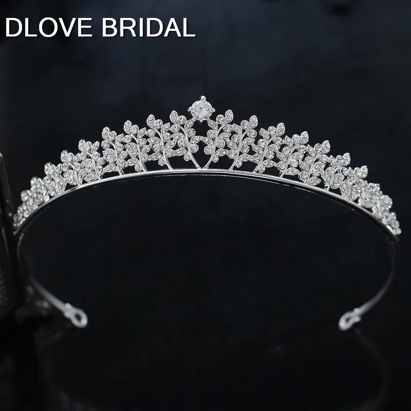 Rhinestone Leaves Bridal Tiara Pearl Wedding Party Hair Accessory