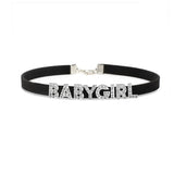 Custom Rhinestone Letter BABYGIRL Choker Necklace for Women Girls