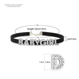Custom Rhinestone Letter BABYGIRL Choker Necklace for Women Girls