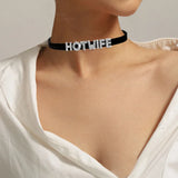 Rhinestone Letter HOT WIFE Necklace for Women