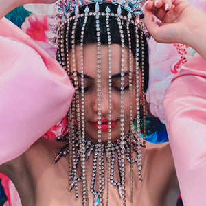 Crystal Tassel Forehead Crown Headband for Girl