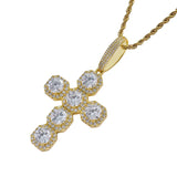 Hip Hop Big Cross Pendant Rhinestone Necklace