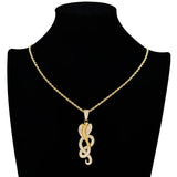 Snake Pendant Rhinestone Necklace Hip Hop Ice Out Charm Chain Jewelry