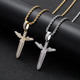 Angel Hip Hop Sword Pendant Men Necklace