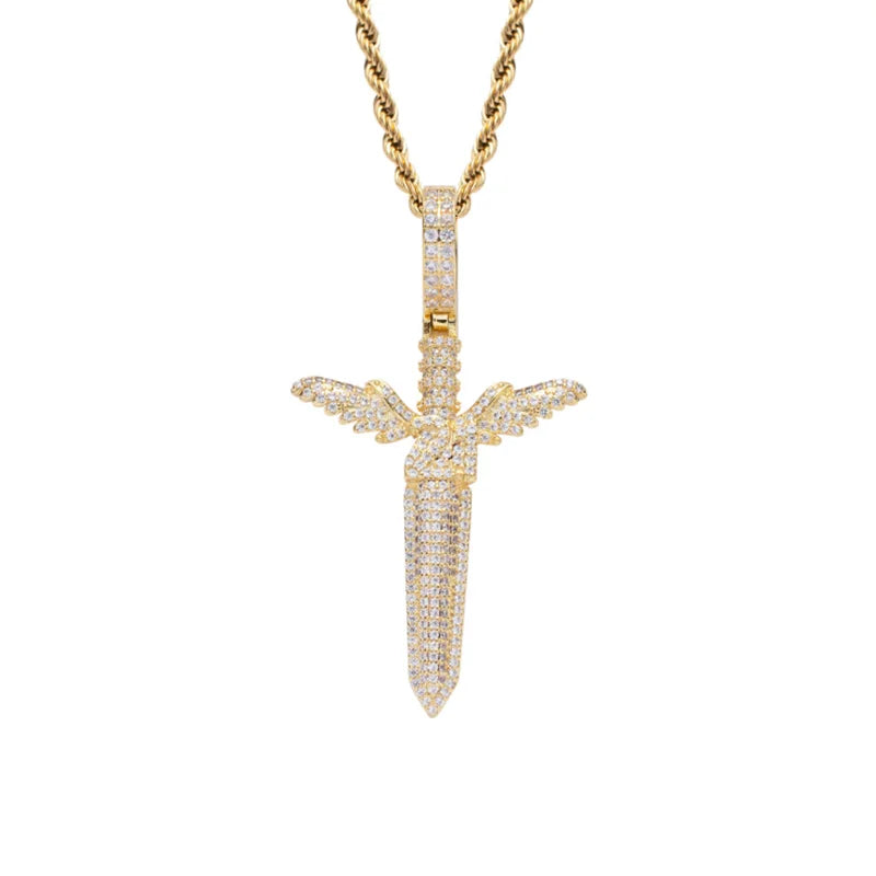 Angel Hip Hop Sword Pendant Men Necklace