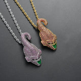 Rhinestone Men Necklace Ice Out Cubic Zircon Animals Pendant