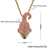 Rhinestone Men Necklace Ice Out Cubic Zircon Animals Pendant