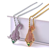 Rhinestone Men Necklace Ice Out Cubic Zircon Animals Pendant