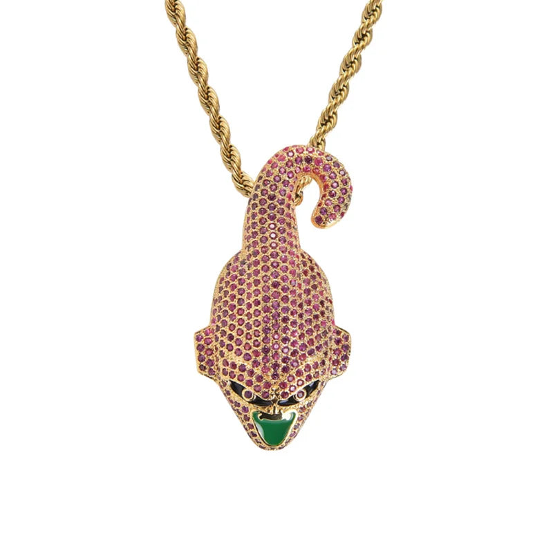 Rhinestone Men Necklace Ice Out Cubic Zircon Animals Pendant