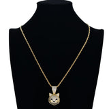 Cubic Zircon Cat Pendant Silver Hip Hop Charm Chain Jewelry