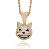 Cubic Zircon Cat Pendant Silver Hip Hop Charm Chain Jewelry