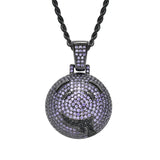 CZ Face Pendant Silver Charm Chain Necklace
