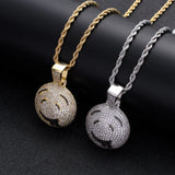 CZ Face Pendant Silver Charm Chain Necklace