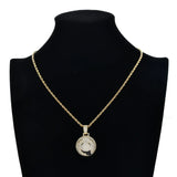 CZ Face Pendant Silver Charm Chain Necklace