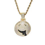 CZ Face Pendant Silver Charm Chain Necklace