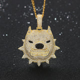 Rhinestone Men Necklace Ice Out Dog Pendant Hip Hop Charm Chain