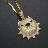 Rhinestone Men Necklace Ice Out Dog Pendant Hip Hop Charm Chain