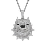 Rhinestone Men Necklace Ice Out Dog Pendant Hip Hop Charm Chain