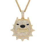 Rhinestone Men Necklace Ice Out Dog Pendant Hip Hop Charm Chain