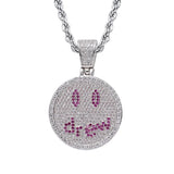 Rhinestone Men Necklace Ice Out Zircon Face Pendant Hip Hop Charm