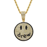 Rhinestone Men Necklace Ice Out Zircon Face Pendant Hip Hop Charm