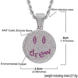 Rhinestone Men Necklace Ice Out Zircon Face Pendant Hip Hop Charm