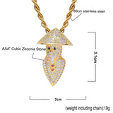 Rhinestone Necklace Ice Out Hat Pendant Silver Hip Hop Charm Jewelry