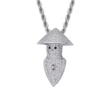 Rhinestone Necklace Ice Out Hat Pendant Silver Hip Hop Charm Jewelry