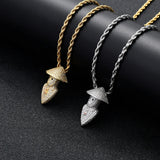 Rhinestone Necklace Ice Out Hat Pendant Silver Hip Hop Charm Jewelry